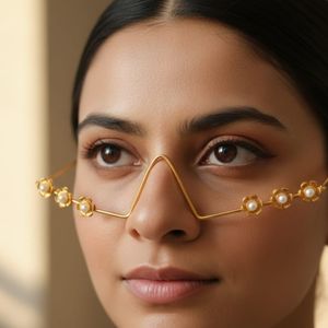 Handmade Brass Gold Plated Facelet eyewear Jewelry Set for Women Bridal Indian Necklace & Earrings Wholesale Manufacturer - Product Image 1