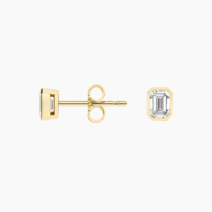 Boucles d'oreilles en diamant taille émeraude en or jaune, style classique, pour femme, à porter au quotidien - Product Image 3
