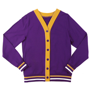 ASU <b>University</b> Women Cardigan Purple Yellow V-Neck Sweater Full Sleeve Button Closure Eighteen Embroidery Sorority Wear Coat2026 - Product Image 1