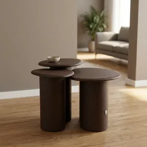 Modern Rattan <b>Nesting</b> Coffee <b>Table</b> Set Minimalist Living Room Furniture Round Design for Home Decor - Product Image 1