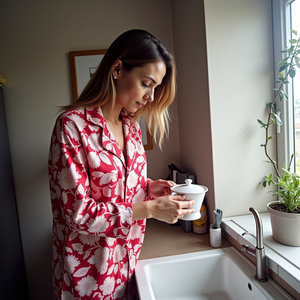 Vêtements de nuit pour femmes Serenade of Velvet Whispers Chemise à manches longues avec pantalon élastique Artisanat éthéré - Product Image 5