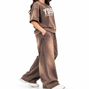 Ensemble de t-shirts pour femmes, manches courtes, coton lavé, surdimensionné, ensemble 2 pièces, manches courtes, col rond, coupe ample, décontracté, toutes saisons - Product Image 3