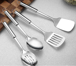 Cuillère de cuisine en acier inoxydable, ustensiles de cuisine, ensemble de 5 pièces, cuillère, spatule, fourchette, serveur, passe au lave-vaisselle - Product Image 4
