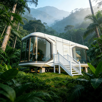 Maison conteneur en acier moderne, élégante, luxueuse, étanche, type capsule spatiale, avec cuisine personnalisée, garantie 5 ans pour le camping en extérieur