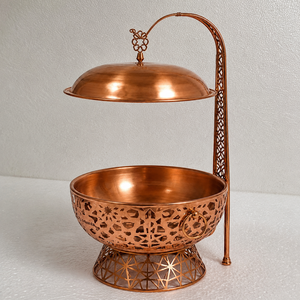 Plat à réchaud suspendu de luxe en cuivre pur avec couvercle, chauffe-plats pour buffet d'hôtel, réchaud de traiteur, bol de service pour banquets de restaurant - Product Image 2