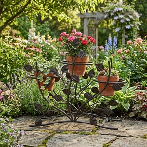Vintage Wrought Iron Bicycle Plant Stand 3 <b>Tier</b> Weather Resistant Powder Coated Metal Flower Pot Holder Indoor Outdoor <b>Planter</b> - Product Image 3