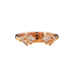แหวนทองคำโรสโกลด์ 14K ประดับเพชรแล็บโกรว์ทรงเรขาคณิตคู่ ดีไซน์เปิด 0.15 กะรัต เครื่องประดับทันสมัยสวยงาม พร้อมความใสระดับ VS1 และการเจียระไนระดับ VVS1 - Product Image 5