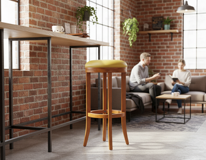 Table basse moderne en bois de caoutchouc avec base ronde pour le salon - Product Image 5