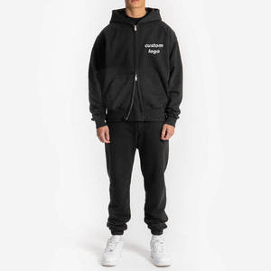 Sweat-shirt à capuche pour homme avec logo personnalisé, 100% coton, coupe ample, respirant, fermeture éclair, épaules tombantes - Product Image 5