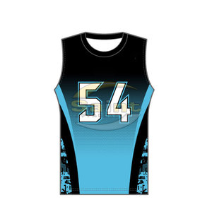 Uniforme de football américain pour adultes OEM, ensemble maillot et short pour hommes, confortable, numéro de joueur 54, noir et bleu, respirant, haute qualité - Product Image 2