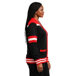 Cardigan in Lana Nero Delta Sigma Theta per Donne, Vestibilità Comoda, Tessuto Premium, Abbigliamento Casual per Confraternite Greche - Product Image 3