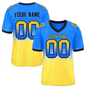 Maillot de football américain personnalisé jaune-vert, col en V, manches courtes, maille respirante, unisexe, adulte, nom et numéro du joueur sublimés - Product Image 5