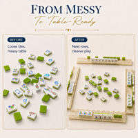 Premium Acryl Luxus Langlebige Mahjong-Ständer Magnetische Schieber-Set für 4 Spieler 17,5 Zoll Wellenförmiges Design Inklusive Aufbewahrungstaschen