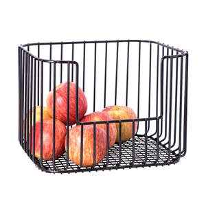 Panier de rangement en fil métallique noir avec poignées, empilable, organisateur de garde-manger de cuisine - Product Image 5