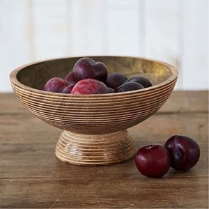 Frutero de madera hecho a mano con pedestal, decorativo, con ranuras, centro de mesa, vajilla ecológica, rústico, con base, para servir ensaladas. - Product Image 1