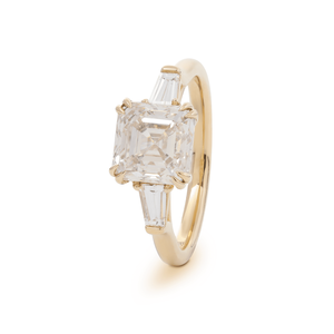 Wholesale 3.5ct Asscher Cut Lab Grown Diamond IGI Certified 14K Gold Engagement Ring with Tapered Baguette Side <b>Stones</b> for Women - Product Image 6