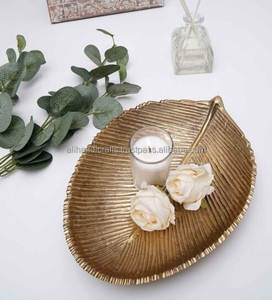 Decorative Metal Leaf Tray for <b>Vanity</b>, Console, and Coffee <b>Table</b> – Ideal for Storing Jewelry, Keys, Chocolates, and <b>Small</b> Decor - Product Image 3