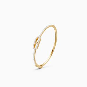 1.03 Ct Lab Grown Diamond Sleek And Stylish Kada Style Bracelet In 9K Yellow White And Rose <b>Gold</b> - Product Image 3