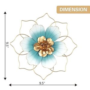 Decoración de Pared Floral Metálica, Adornos Colgantes Modernos en Turquesa y Cobre - Product Image 3