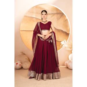 Lehenga Choli de soirée pour femmes, avec broderies - Product Image 4