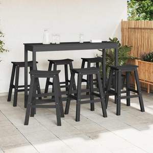Ensemble de bar de jardin en HDPE noir, 6 pièces - Product Image 3