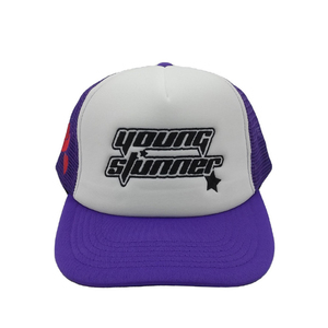 Young Gunner Mesh Trucker <b>Hat</b> <b>Purple</b> White Embroidery Logo Adjustable 6-Panel Street Style Cap - Product Image 5