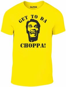 GLITCH <b>Men's</b> <b>Yellow</b> Short Sleeve Cotton Sporty Casual Summer T-<b>Shirt</b> Get Da Choppa Character Print Front Logo Breathable Poplin - Product Image 1