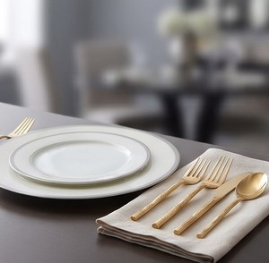 Juego de Cubiertos Chapados en Oro, Diseño Moderno, Aptos para Lavavajillas, Juego de Cubiertos para Mesa de Boda, Cuchara, Tenedor y Cuchillo - Product Image 2