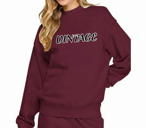 Sweat-shirt à col montant en molleton surdimensionné à épaules tombantes avec broderie de logo personnalisé, en tissu French Terry pour femme - Product Image 6