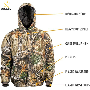 Men’s Insulated Twill <b>Camo</b> Hunting <b>Jacket</b>, <b>Camo</b> with Cotton Shell, for Cold Weather, Bird and Deer Hunting - Product Image 3