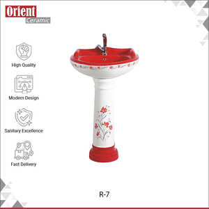 Exportador Indio Vende Artículos Sanitarios de Baño de Diseño Único y Calidad Premium, Lavabo de Cerámica Blanca con Pedestal de Diseño - Product Image 2