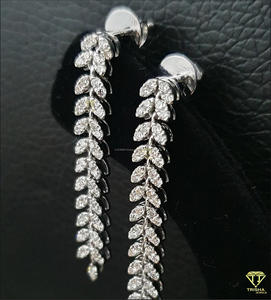 Moissanite Diamond Leaf Drop Earrings In 925 Sterling <b>Silver</b> Luxury Dangle Jewelry For Women - Product Image 6