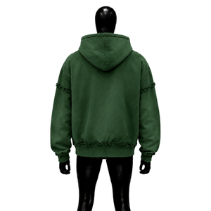 เสื้อฮู้ดดี้โอเวอร์ไซส์สีเขียวลายกราฟิกสำหรับฤดูหนาว ผ้าฝ้ายเฟรนช์เทอร์รี่ พิมพ์ลายโลโก้ด้านหน้า แขนเสื้อปกติ สไตล์ฤดูใบไม้ร่วง ผ้าฟลีซเนื้อนุ่ม - Product Image 2