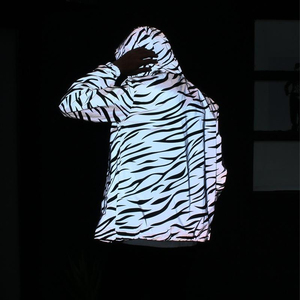Unisex Thin Silver Solid Reflective 100% Polyester <b>Jacket</b> Hooded Full Reflective Windproof Zipper Coat for Night <b>Cycling</b> Running - Product Image 3