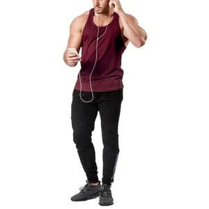<b>Men's</b> Solid Color Breathable Polyester Tank Top O-Neck Casual Workout <b>Singlet</b> Knitted Sport Wear - Product Image 1