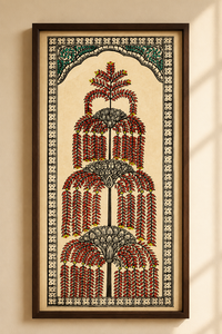La peinture indienne traditionnelle est une Pattachitra, une forme d'art sur rouleau de tissu, originale et adaptée aux occasions intérieures, comme les salons. - Product Image 6