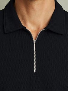 <b>Zipped</b> 220gsm Heavyweight Bulk Wholesale Men poly cotton <b>polo</b> t shirt Plain Blank Short Sleeve Breathable Uniform <b>Polo</b> - Product Image 3