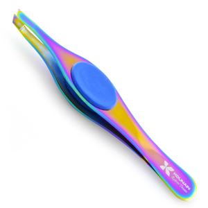 Kounain แหนบคิ้วมันวาวสีโรสโกลด์แบบมืออาชีพปลายเอียงด้ามจับซิลิกอนเครื่องมือความงามสำหรับคิ้ว - Product Image 4