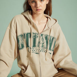 Sweat-shirts à capuche oversize en molleton de coton pour femmes, vente en gros, personnalisables avec logo - Product Image 3