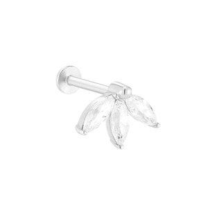 Fabricante de Labrets de Diamantes Marquise en Oro Sólido de 14K |   Roscado interno seguro para el cuerpo |   Venta al por Mayor de Joyería para Piercing Directamente de Fábrica - Product Image 3