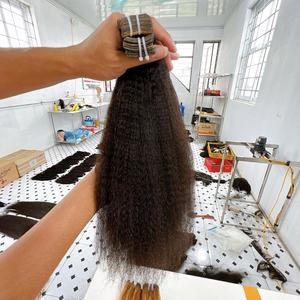 Cinta de pelo virgen en extensiones de cabello lacio rizado, Cabello 100% natural vietnamita/brasileño, cutícula completa alineada - Product Image 3