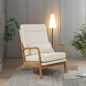 Fauteuil en bois massif avec structure en fer, tissu bronzé, rembourrage en mousse, finition orange, style Mid-Century, pour salon, entrepôt - Product Image 3