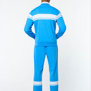Ensemble de survêtement pour homme, bleu, à blocs de couleur, sweat-shirt et pantalon à fermeture éclair intégrale, coupe classique, respirant, style sportif, pour le printemps - Product Image 2