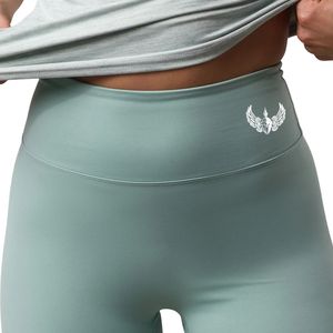 Legging femme vert sauge à détails de coutures, taille haute, extensible, pour l'entraînement, pantalon de fitness sculptant, vêtements de sport et de gym - Product Image 2