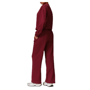 Women Comfortable Custom Logo Solid Wide <b>Yoga</b> Set Leggings and Athletic <b>Sweatshirt</b> 2 Piece Suit Running Fitness Sportswear - Product Image 2