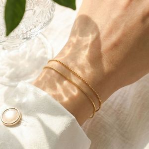 Pulsera JR de Acero Inoxidable Chapada en Oro de 18K, Doble Capa con Cadena de Bolas y Serpiente, Brazalete Clásico para Mujer con Empaque Personalizado - Product Image 2