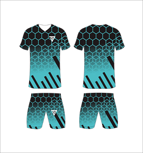 Custom Sublimated <b>Men's</b> Soccer Jersey Set Hexagon Pattern V-Neck Short Sleeve Moisture Wicking Athletic Fit All Seasons - Product Image 1