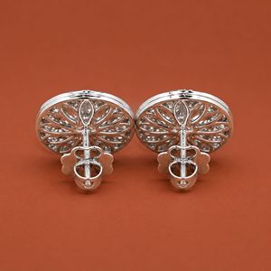 S925 <b>Moissanite</b> Round Halo <b>Earring</b> with Double Layer Brilliant Design - Product Image 4