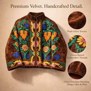 Chaqueta de Terciopelo Personalizada para Mujer, Bordado de Estrella Celestial y Corazón, Cuello Alto, Bolsillos Laterales, Forro de Algodón Transpirable - Product Image 4