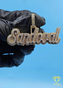 Hip Hop Moissanite Diamond <b>Name</b> Pendant Iced Out Gold <b>Chain</b> Custom Bling Jewelry Gift - Product Image 1